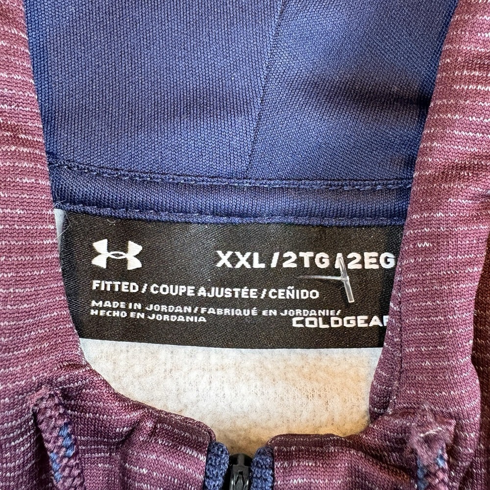 Under Armour Hoodie Mens 2XL Purple Burgundy Long Sleeve 1/4 Zip Pullover - Picture 7 of 10